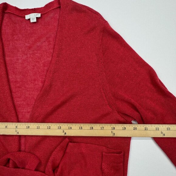 J Jill Lined Blend Open Front Longline Cardigan Red Size L Coastal Sweater - Picture 7 of 8